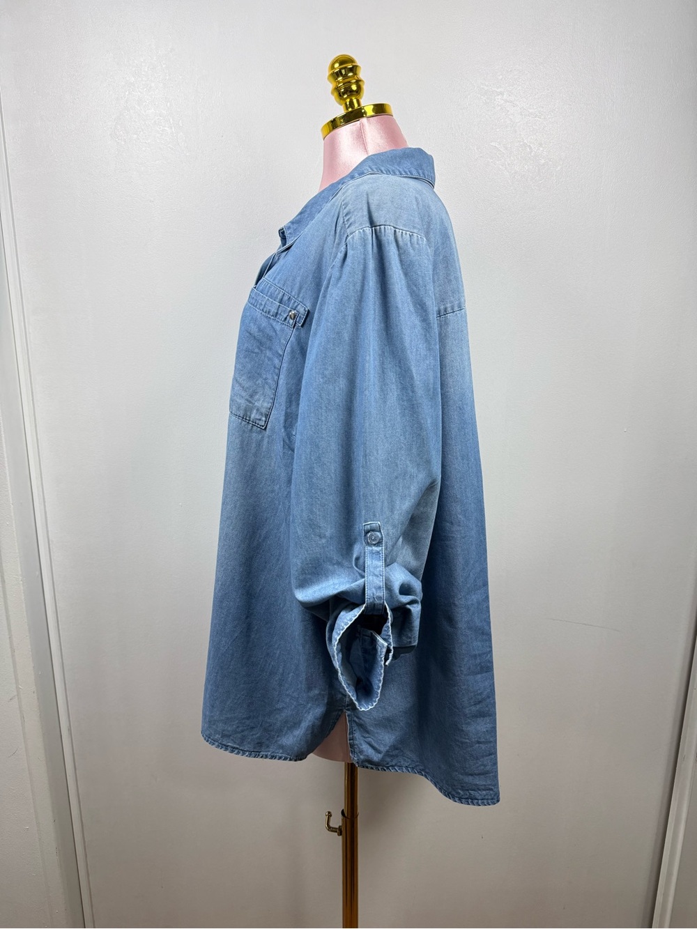 Lane Bryant Chambray Tunic Top Plus Size 22/24 Blue Soft Lyocell Cotton - Picture 6 of 10